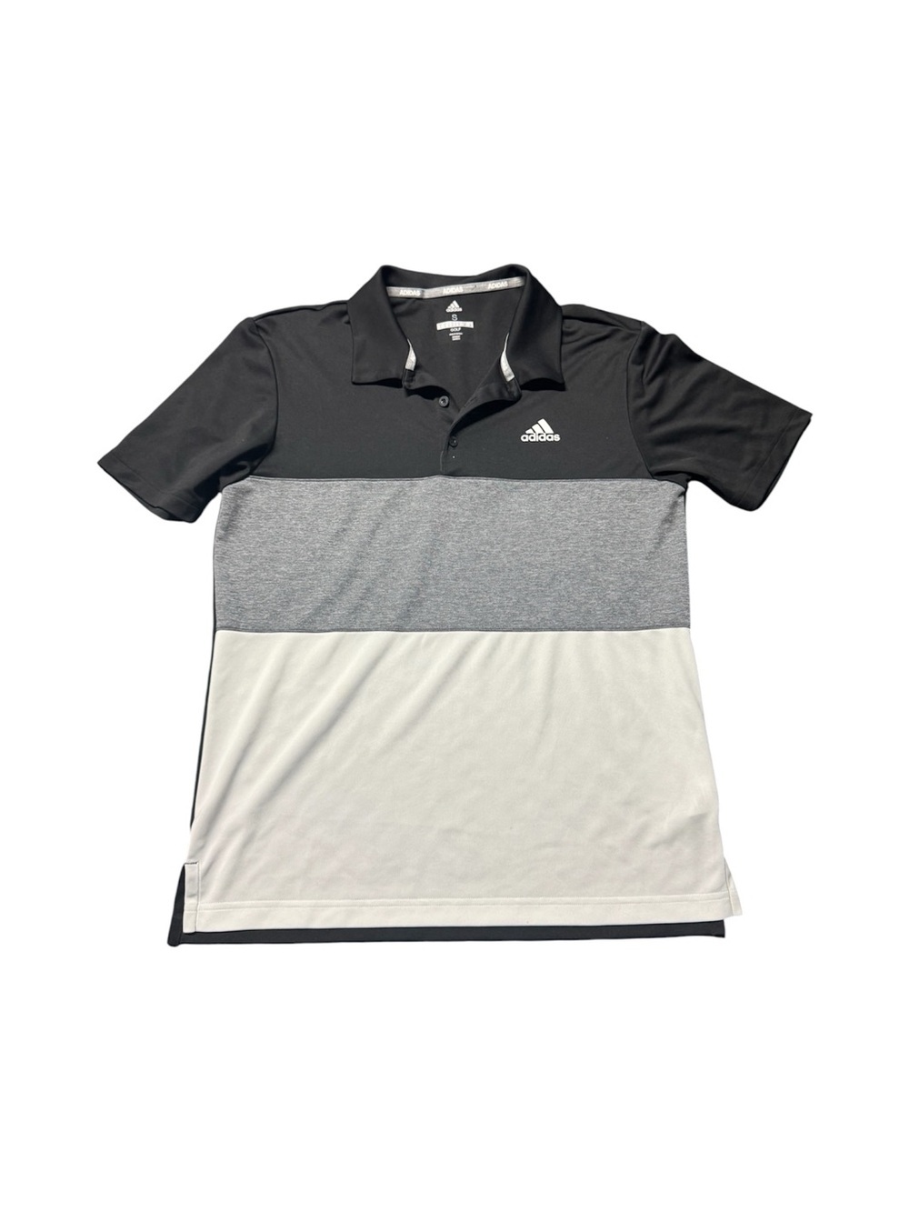 Adidas Golf Men’s Small Colorblock Polo Shirt Black Gray White